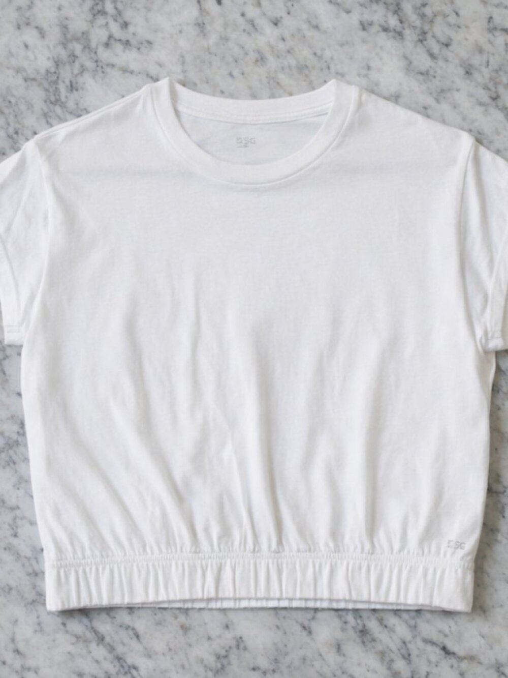 DSG Womens Small Cropped Top  Cinch Waist White Short Sleeve T-Shirt - Picture 5 of 7